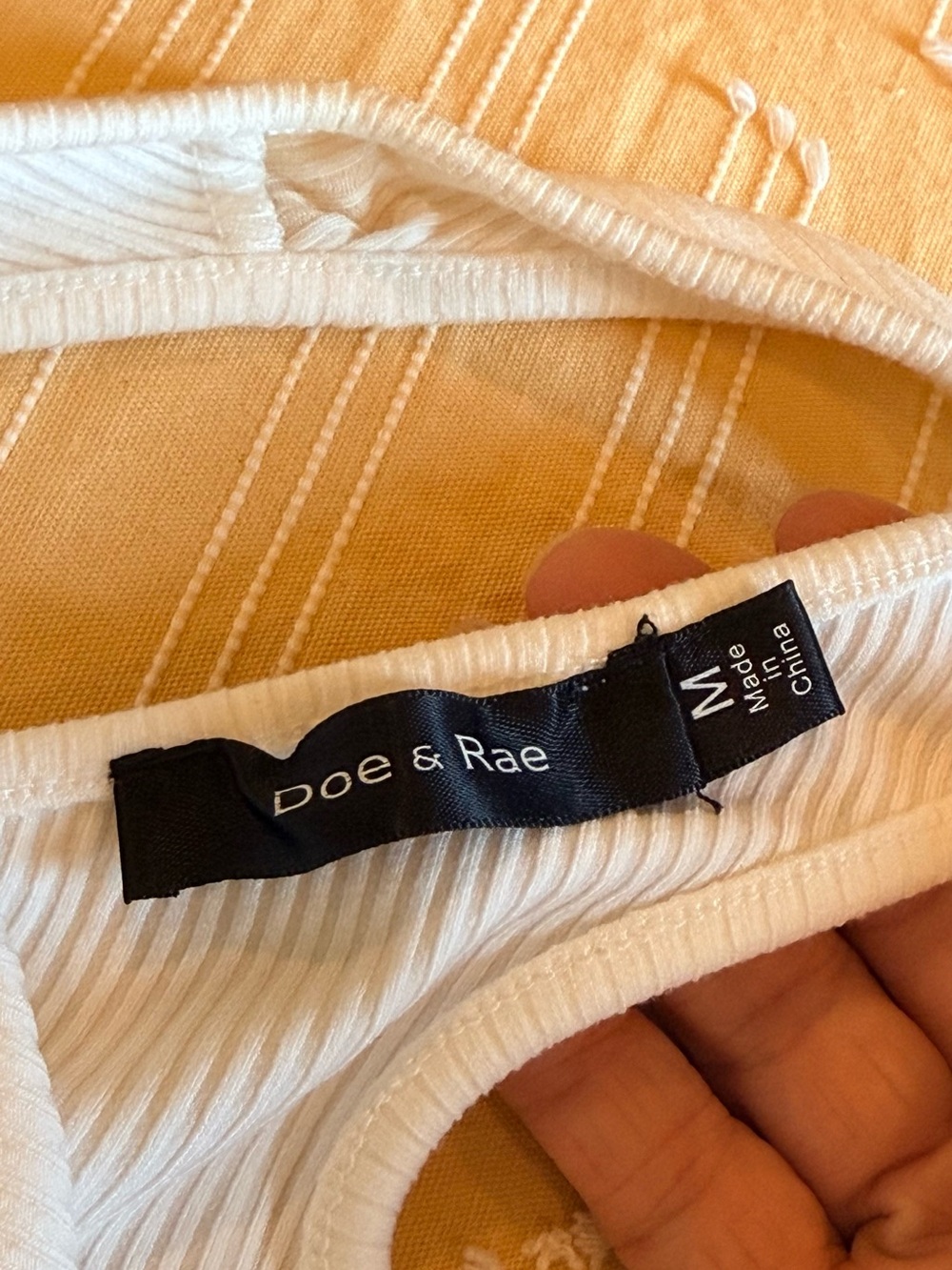 Doe & Rae White Asymmetrical One-Shoulder Ribbed Tank Top - Picture 3 of 4